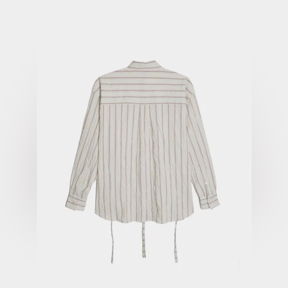 nwt JOHN ELLIOTT Men's Crinkled Tie Shirt in Manhasset Stripe Size Large - Picture 5 of 12